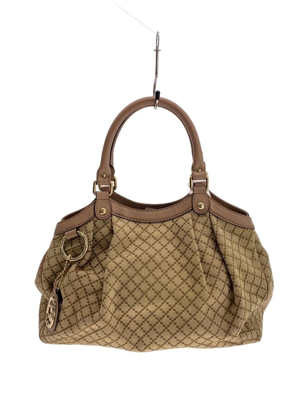 Gucci Handbag Canvas Beige Cream Pink
